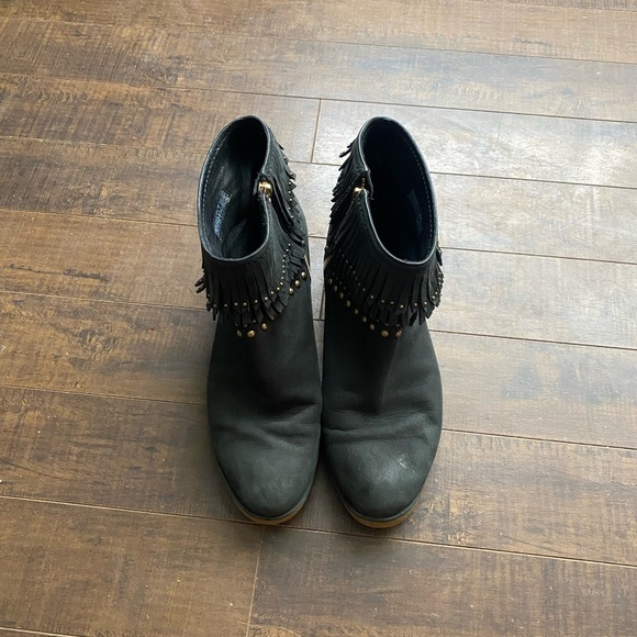 UGG Ariane Black Studded Nubuck Fringe wedge boots - Picture 5 of 15